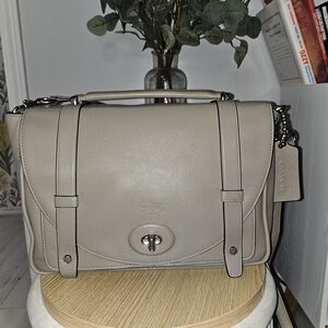 🩶COACH BLEECKER BROOKLYN MESSENGER IN LEATHER (F32278)ANTIQUE NICKEL/GREY🩶